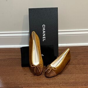 CHANEL Women's Velvet Ballet Flats 36.5 Rare New With Box and Dustbag